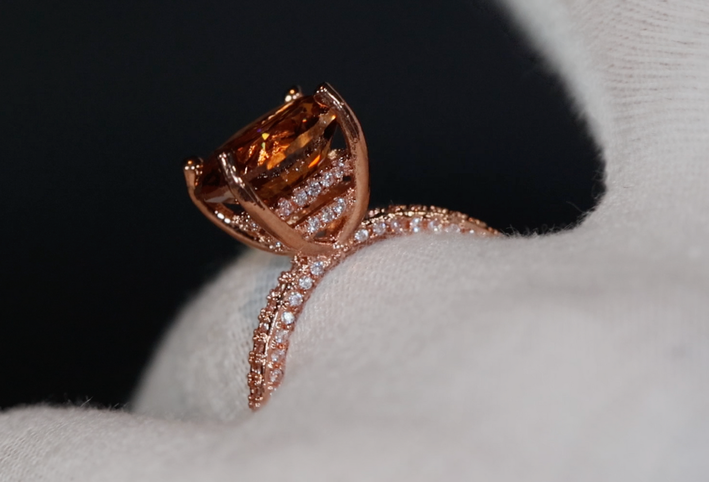 Rose Gold Engagement Ring | Champagne Diamond Engagement Ring