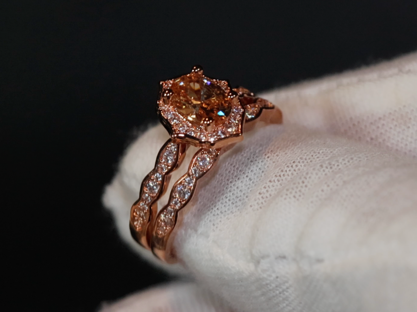 Rose Gold Engagement Ring | Rose Gold Wedding Ring Set