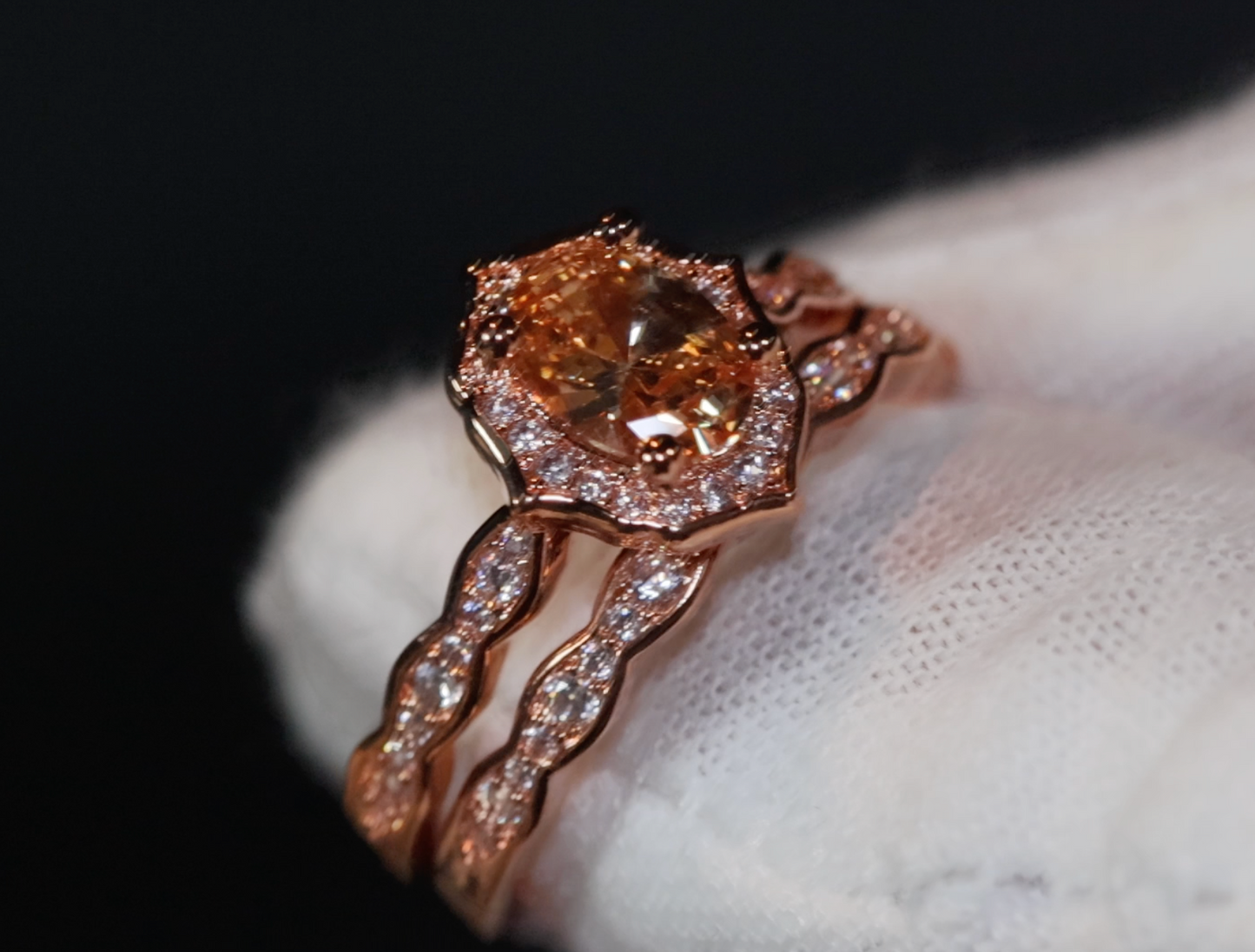 Rose Gold Engagement Ring | Rose Gold Wedding Ring Set