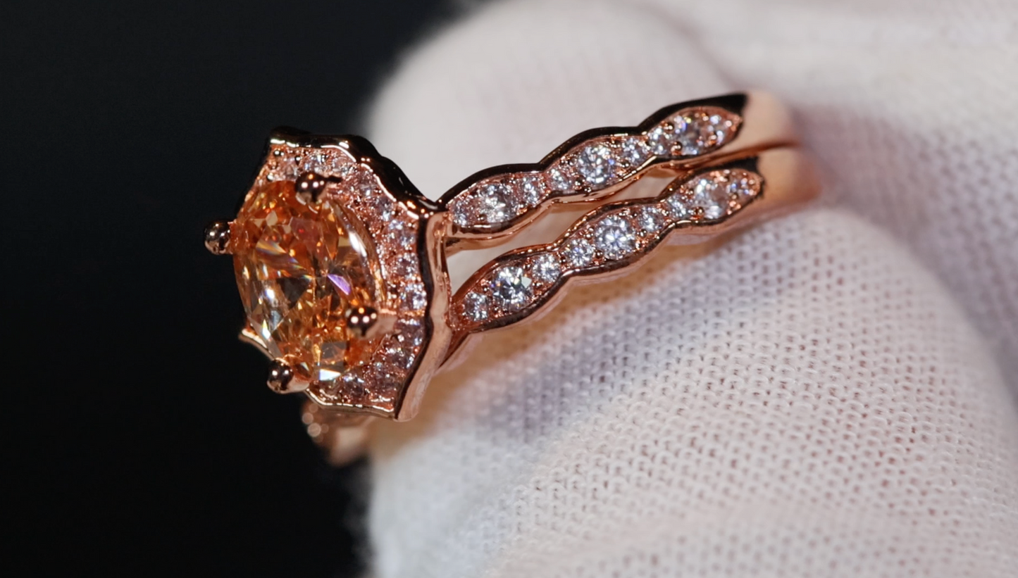 Rose Gold Engagement Ring | Rose Gold Wedding Ring Set