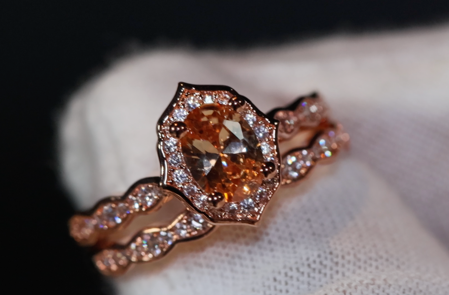 Rose Gold Engagement Ring | Rose Gold Wedding Ring Set