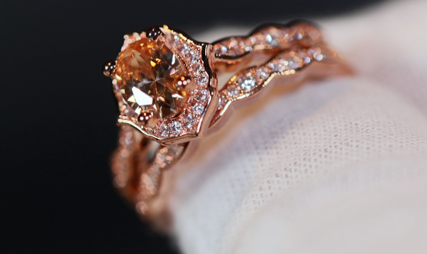 Rose Gold Engagement Ring | Rose Gold Wedding Ring Set