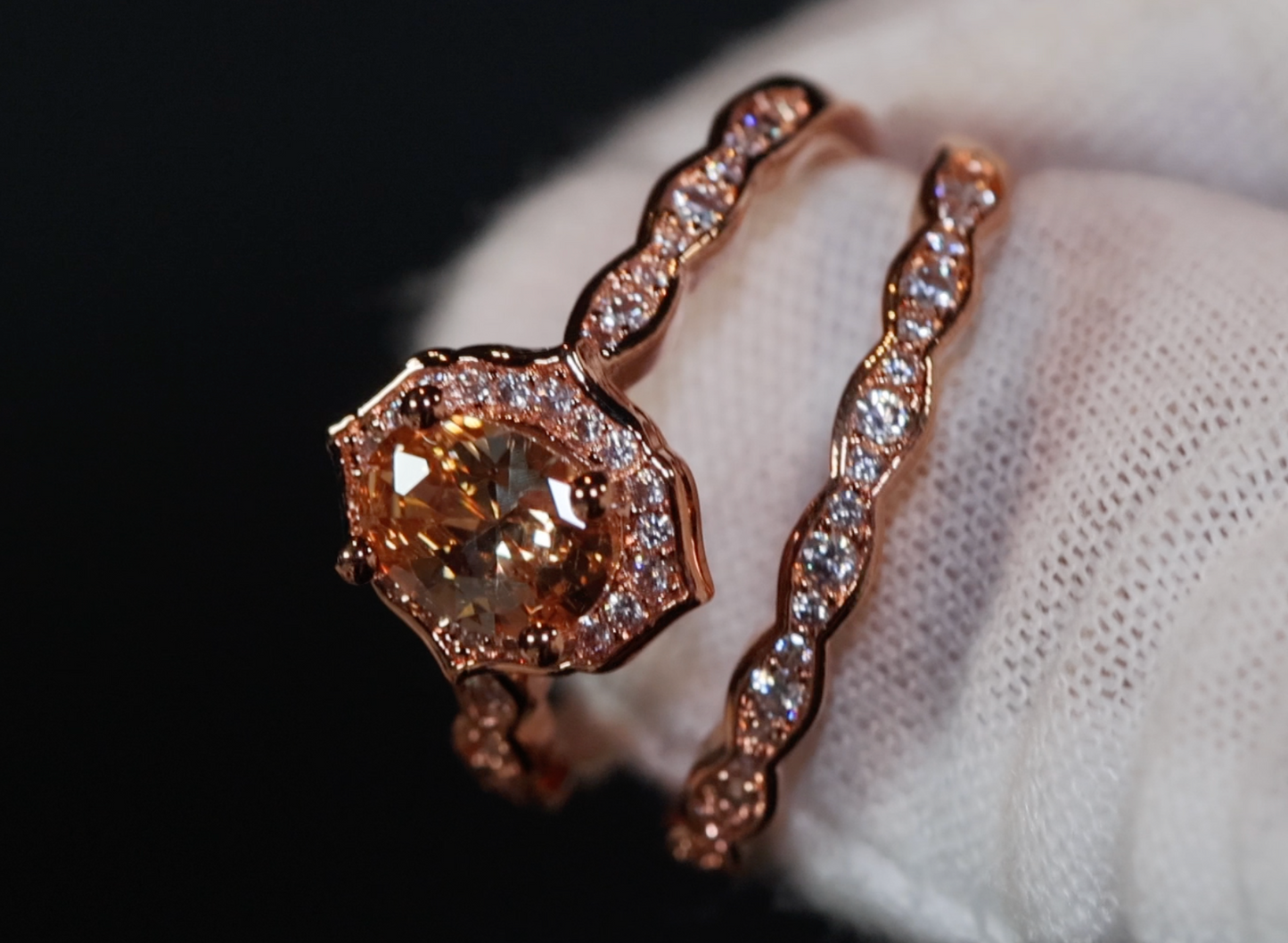 Rose Gold Engagement Ring | Rose Gold Wedding Ring Set