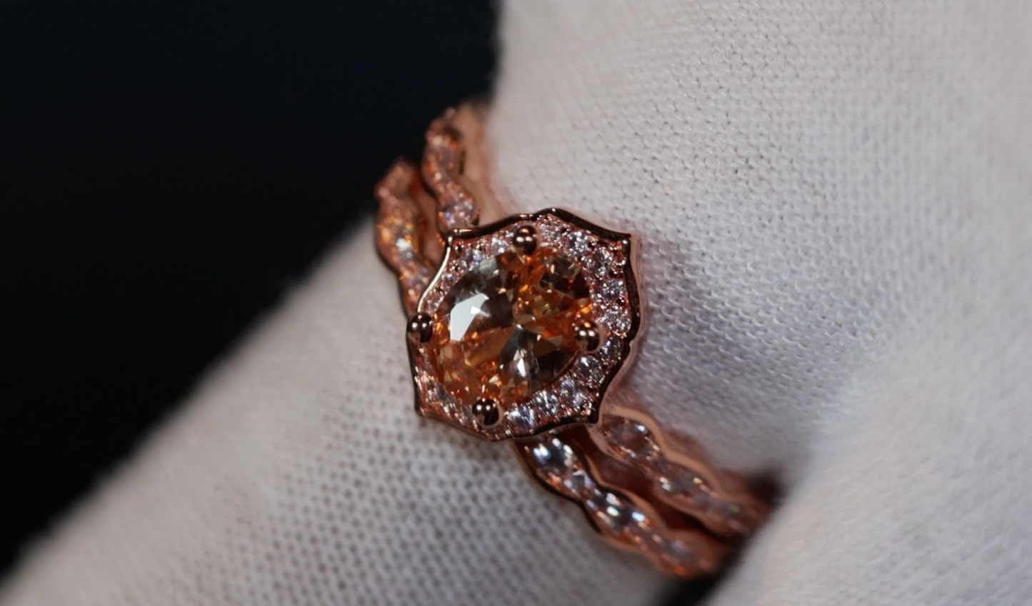 Rose Gold Engagement Ring | Rose Gold Wedding Ring Set