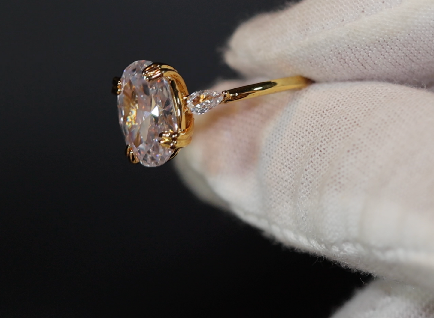 Womens Gold Oval Diamond Ring | Diamond Gold Ring | Womens Gold Engagement Ring