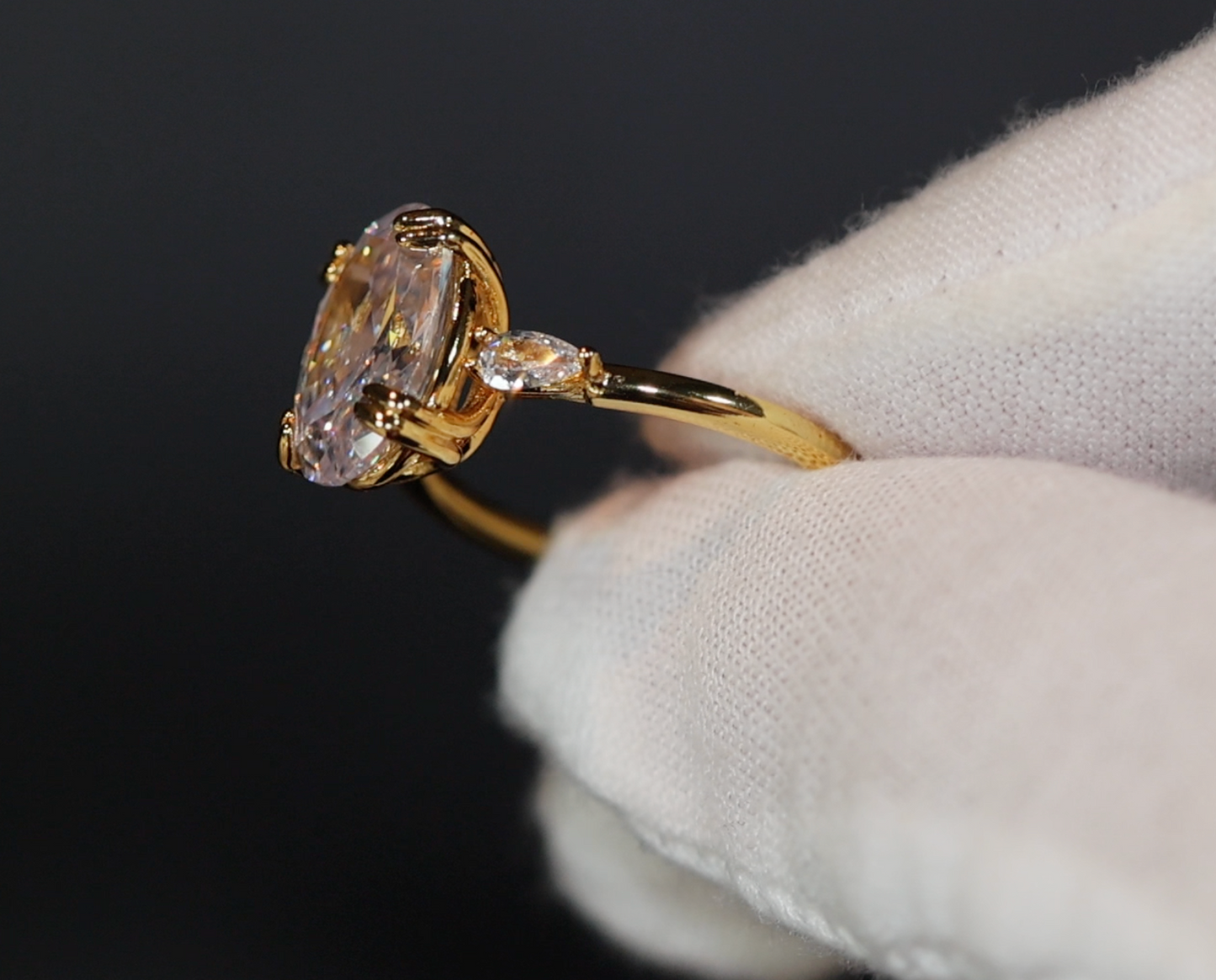 Womens Gold Oval Diamond Ring | Diamond Gold Ring | Womens Gold Engagement Ring