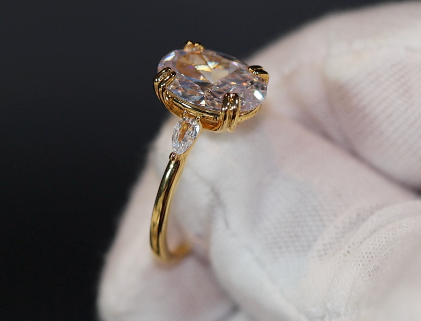 Womens Gold Oval Diamond Ring | Diamond Gold Ring | Womens Gold Engagement Ring