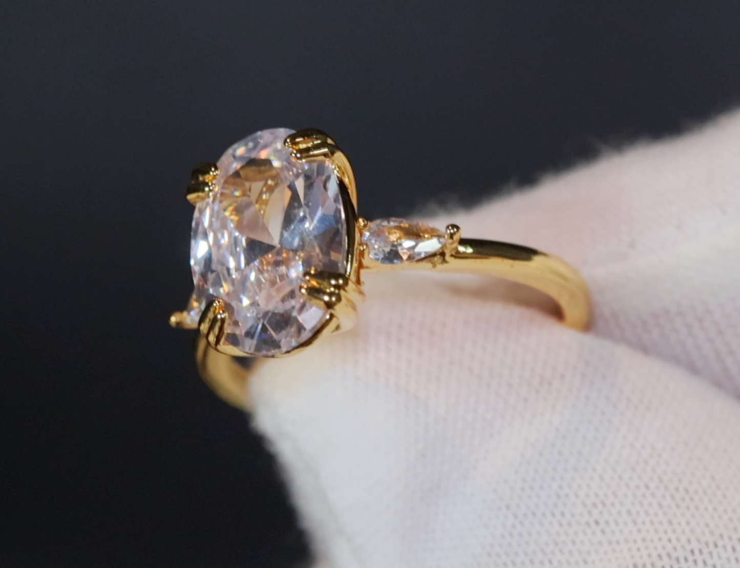 Womens Gold Oval Diamond Ring | Diamond Gold Ring | Womens Gold Engagement Ring