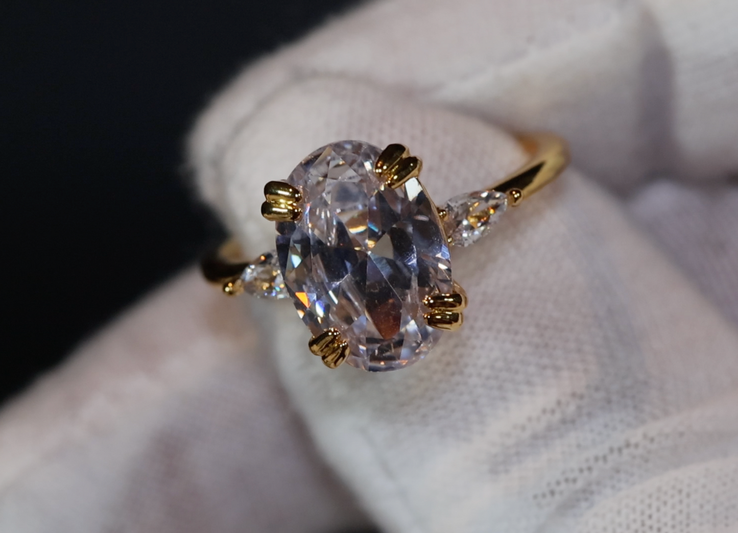 Womens Gold Oval Diamond Ring | Diamond Gold Ring | Womens Gold Engagement Ring