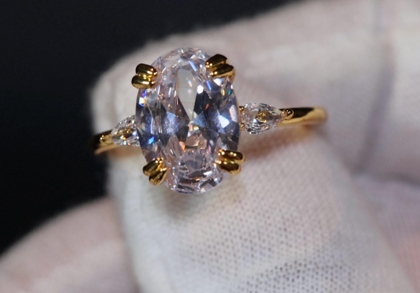 Womens Gold Oval Diamond Ring | Diamond Gold Ring | Womens Gold Engagement Ring