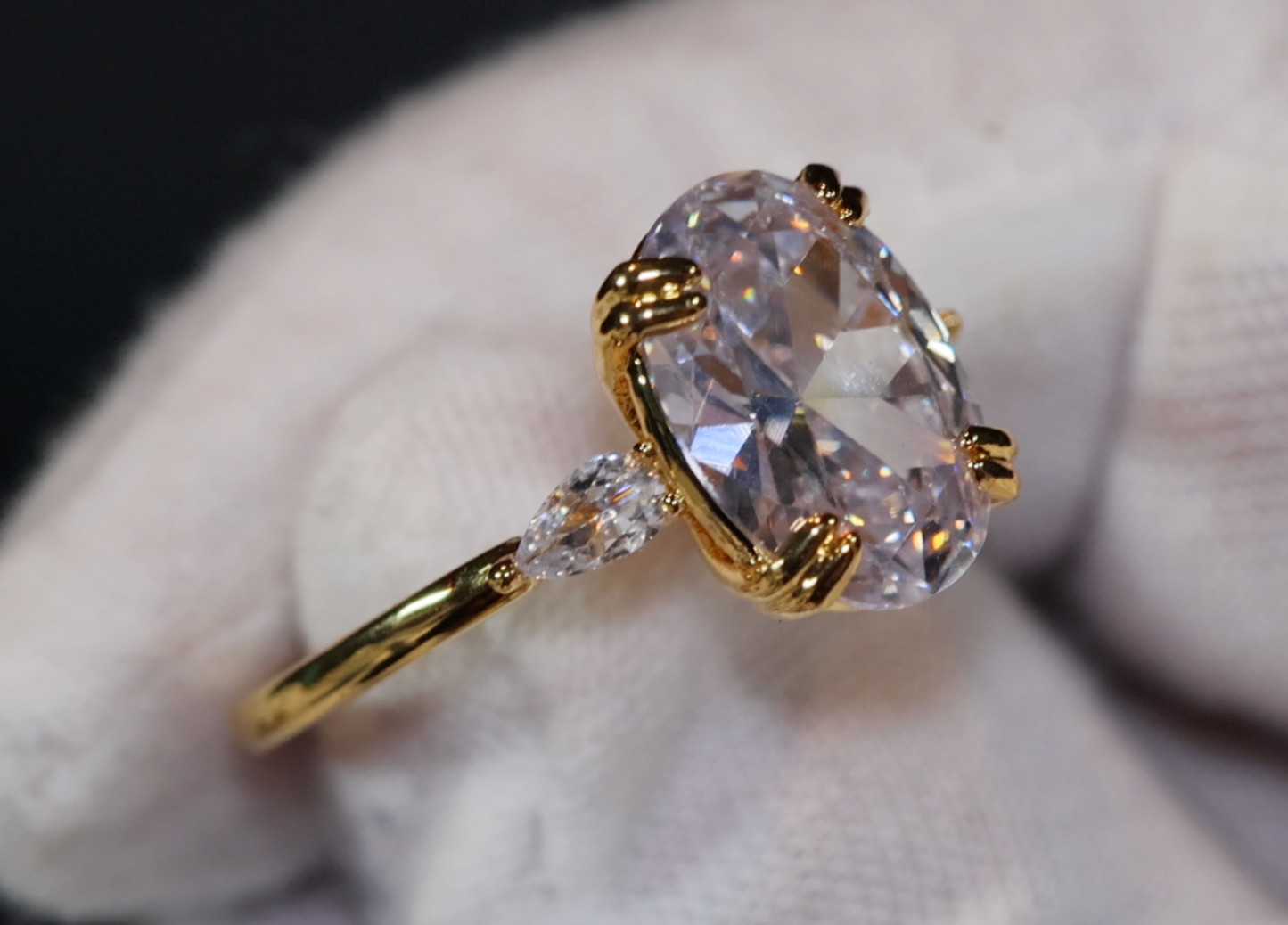 Womens Gold Oval Diamond Ring | Diamond Gold Ring | Womens Gold Engagement Ring