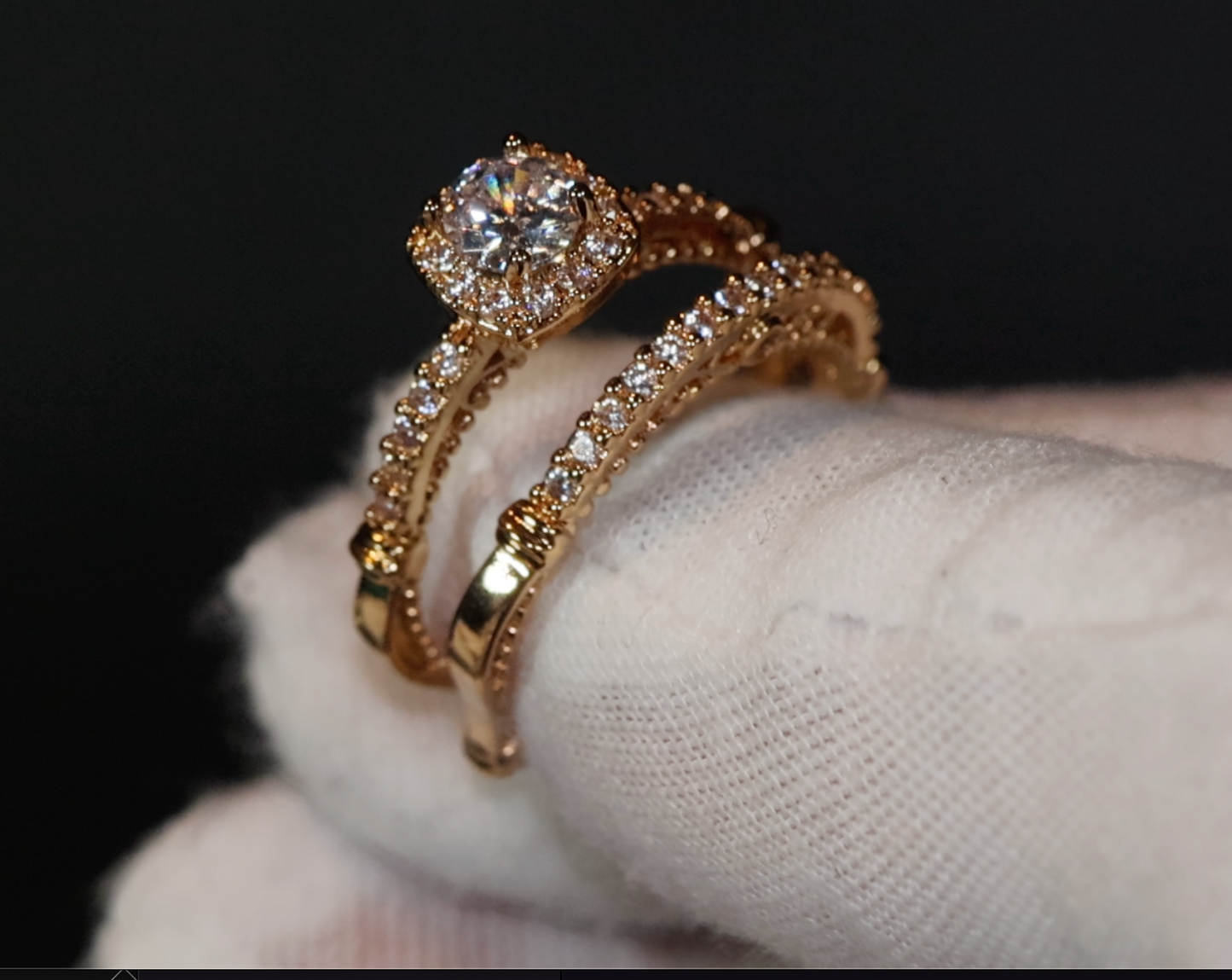 Womens Gold ring | Womens Gold Ring Set | Womens Gold Diamond Ring | Gold Ring with Diamonds | Gold Halo Engagement Ring | Halo Wedding Ring