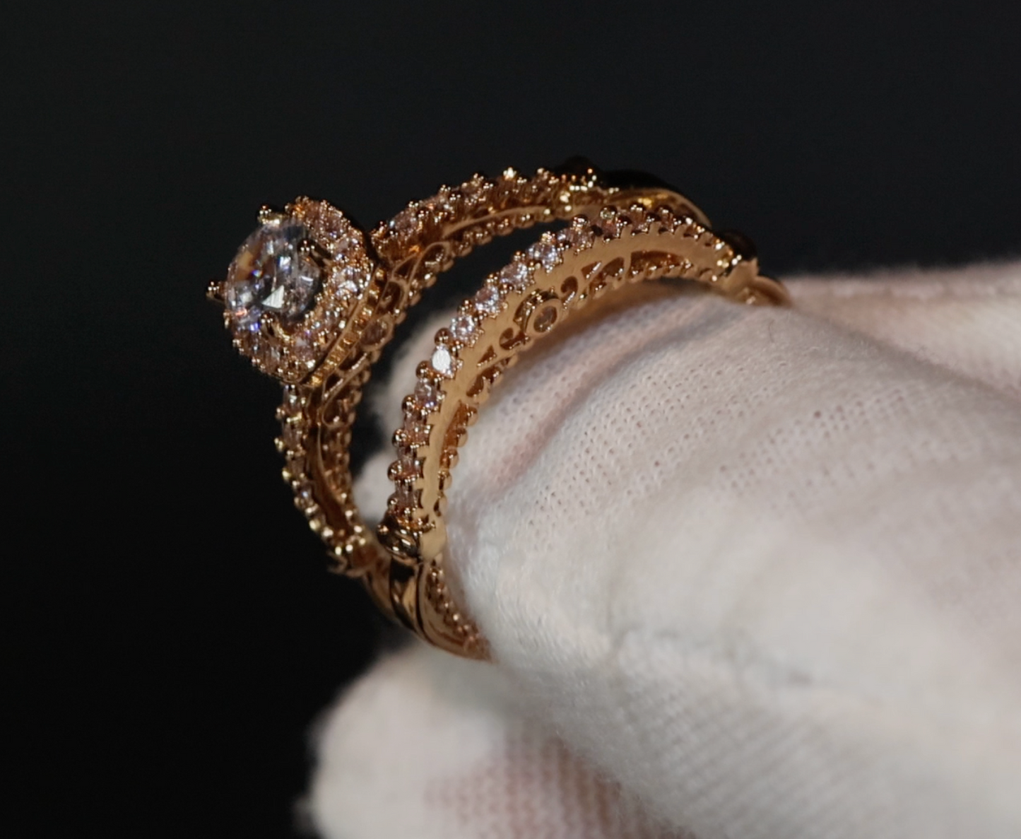 Womens Gold ring | Womens Gold Ring Set | Womens Gold Diamond Ring | Gold Ring with Diamonds | Gold Halo Engagement Ring | Halo Wedding Ring