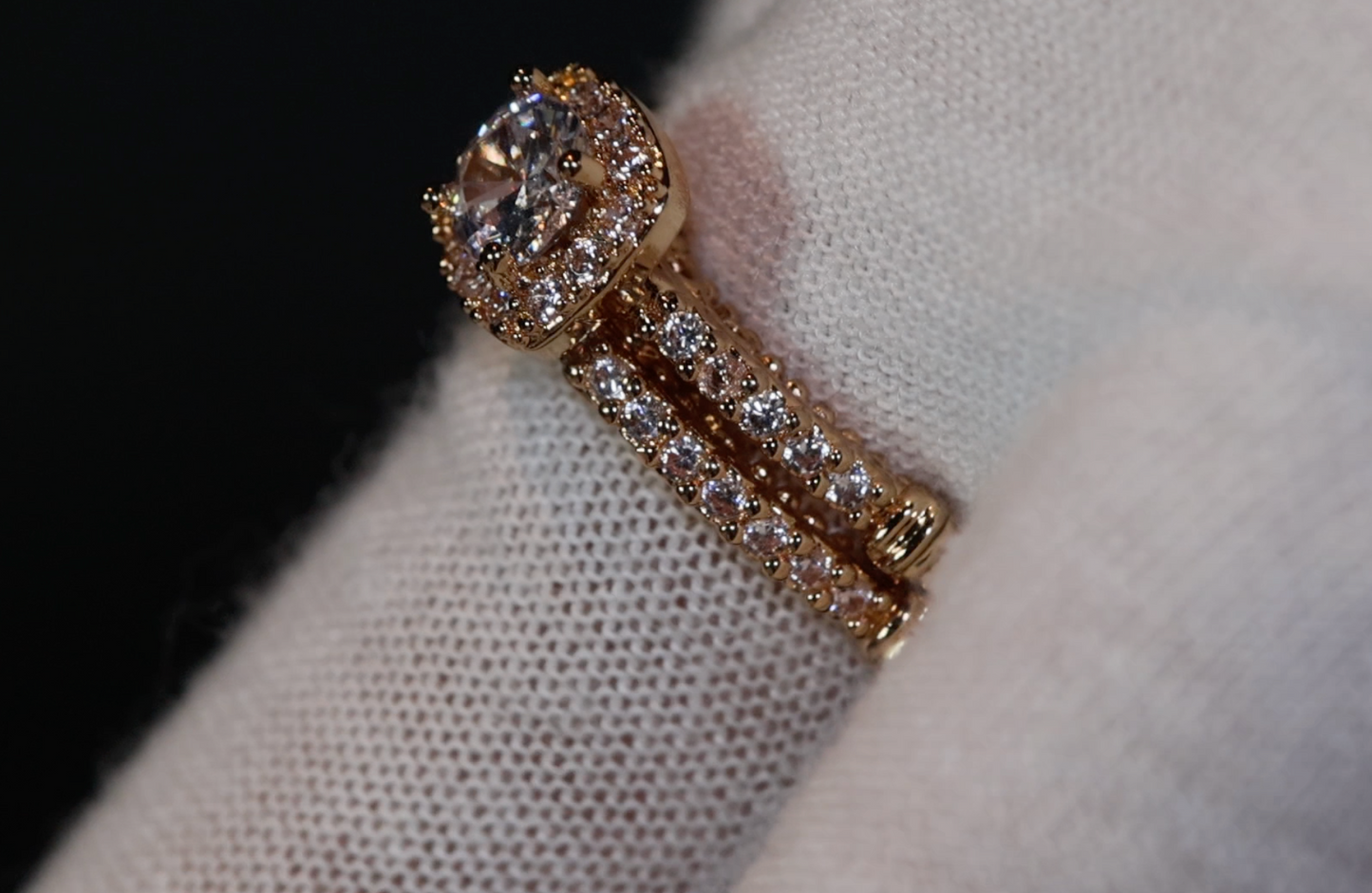 Womens Gold ring | Womens Gold Ring Set | Womens Gold Diamond Ring | Gold Ring with Diamonds | Gold Halo Engagement Ring | Halo Wedding Ring