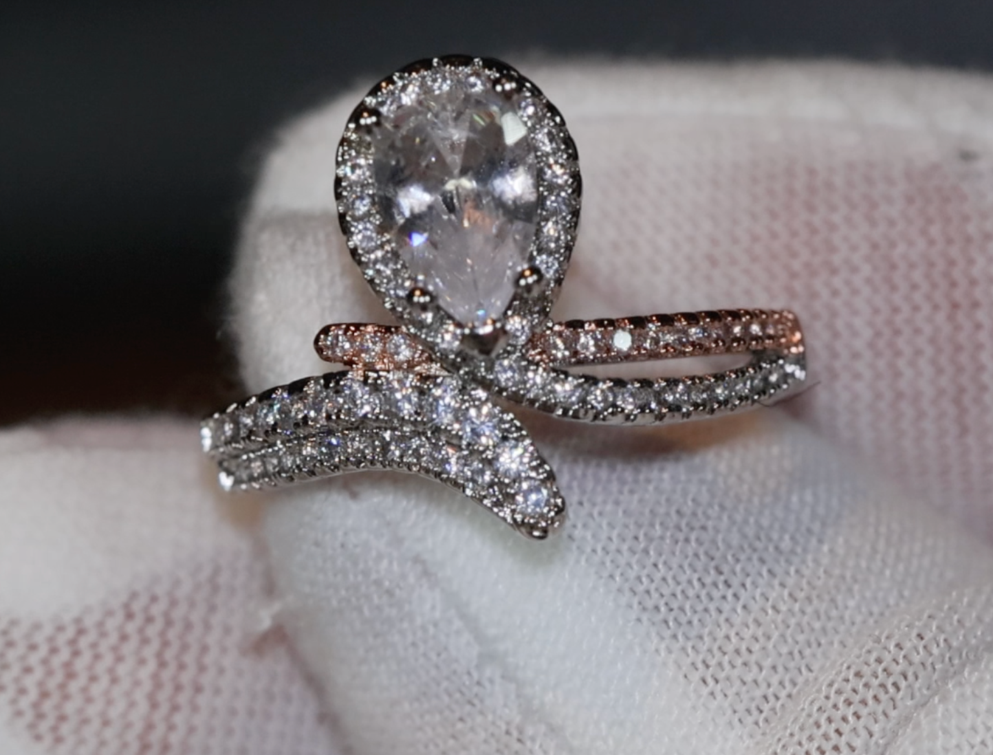 Teardrop Ring | Diamond Snake Ring | Engagement Ring | Snake Ring | Teardrop Engagement Rings | Pear Shaped Engagement Ring | Pear Ring