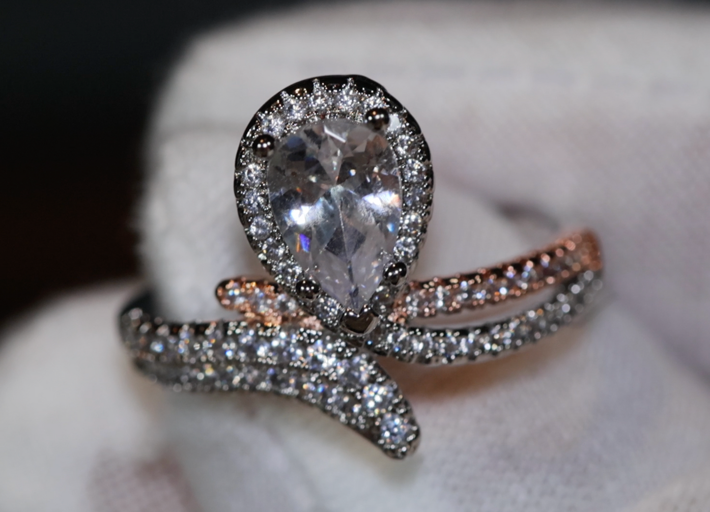 Teardrop Ring | Diamond Snake Ring | Engagement Ring | Snake Ring | Teardrop Engagement Rings | Pear Shaped Engagement Ring | Pear Ring