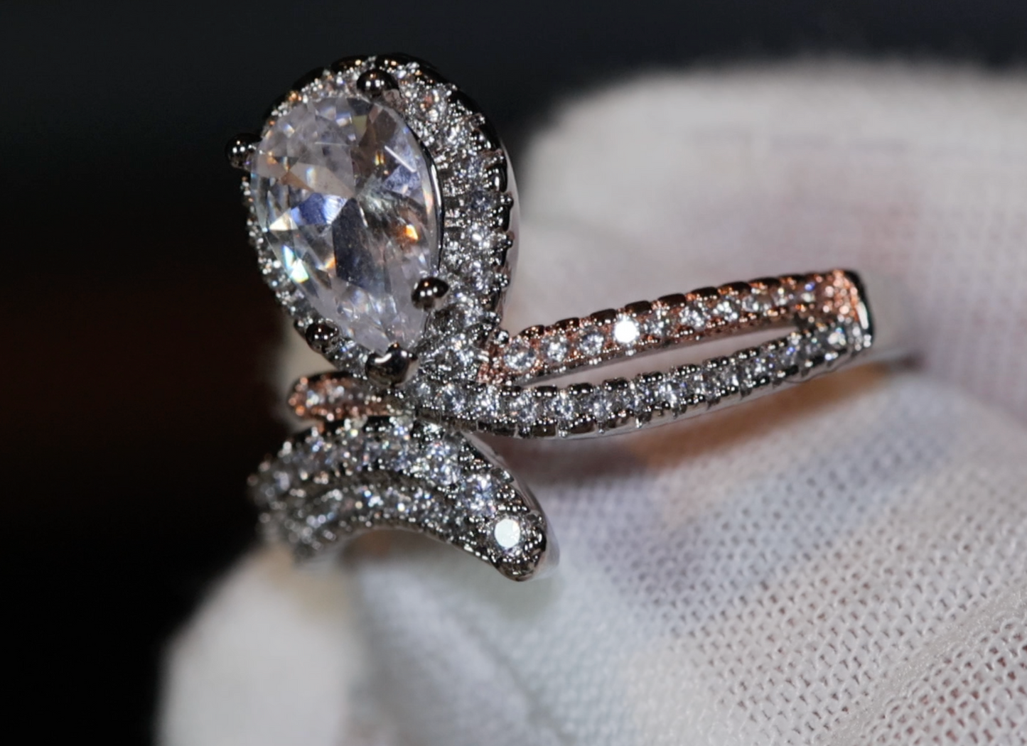 Teardrop Ring | Diamond Snake Ring | Engagement Ring | Snake Ring | Teardrop Engagement Rings | Pear Shaped Engagement Ring | Pear Ring