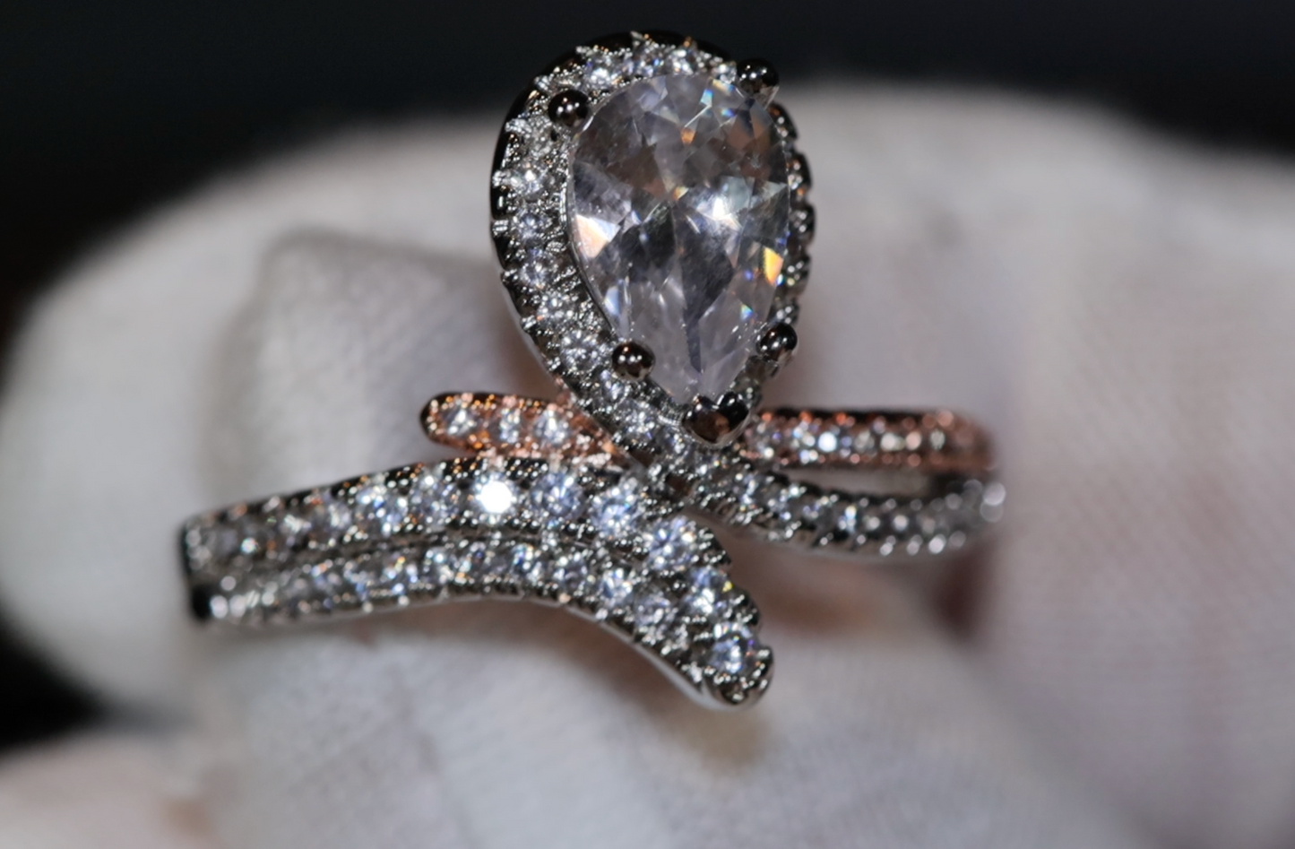 Teardrop Ring | Diamond Snake Ring | Engagement Ring | Snake Ring | Teardrop Engagement Rings | Pear Shaped Engagement Ring | Pear Ring