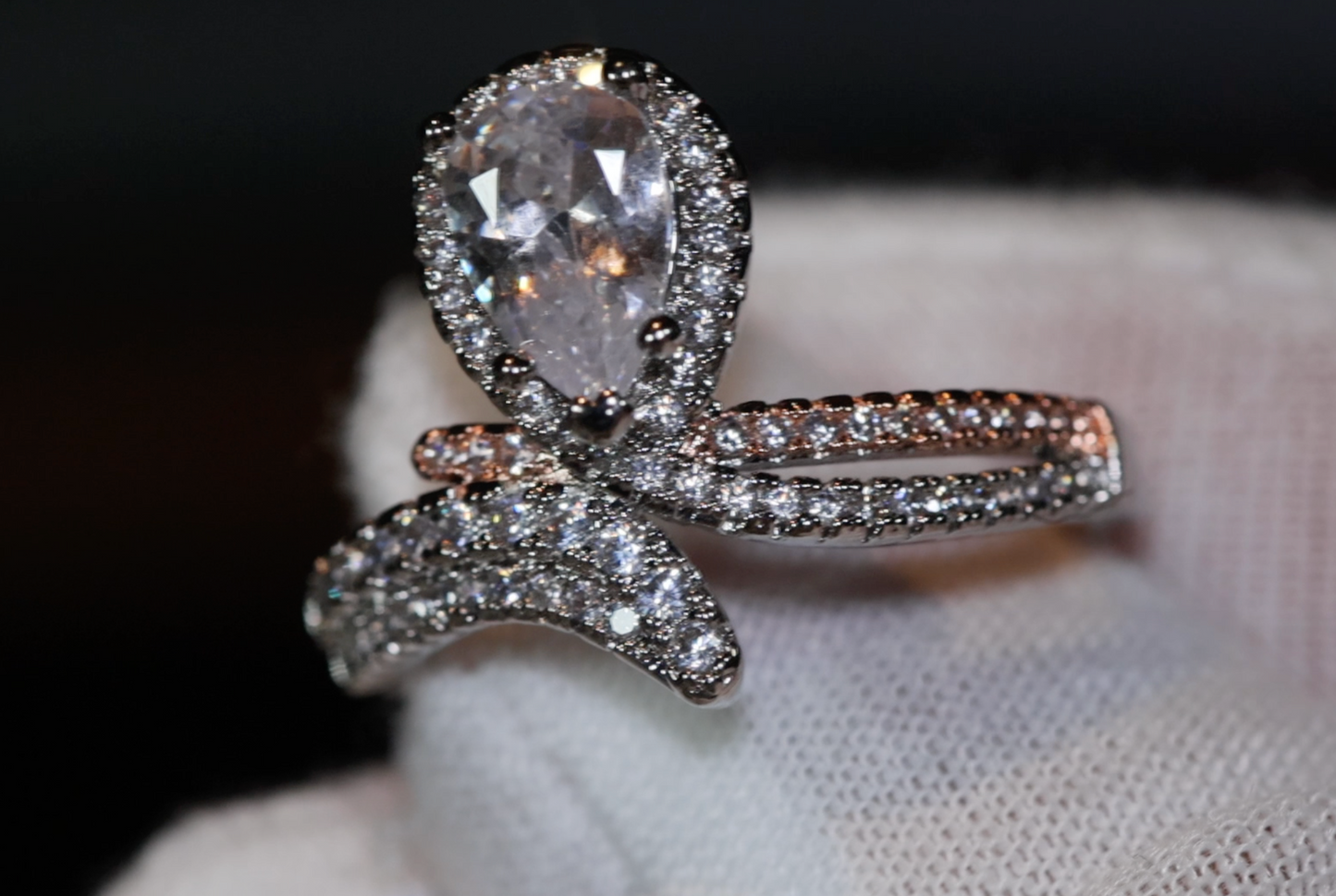 Teardrop Ring | Diamond Snake Ring | Engagement Ring | Snake Ring | Teardrop Engagement Rings | Pear Shaped Engagement Ring | Pear Ring