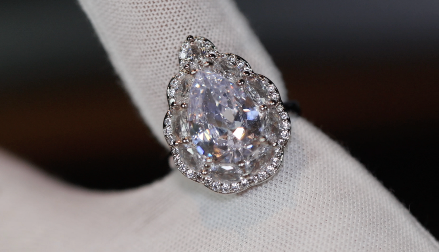 Womens Ring | Teardrop Ring | Engagement Ring Diamond | Engagement Rings UK | Pear Shaped Engagement Ring | Halo Ring | Promise Ring