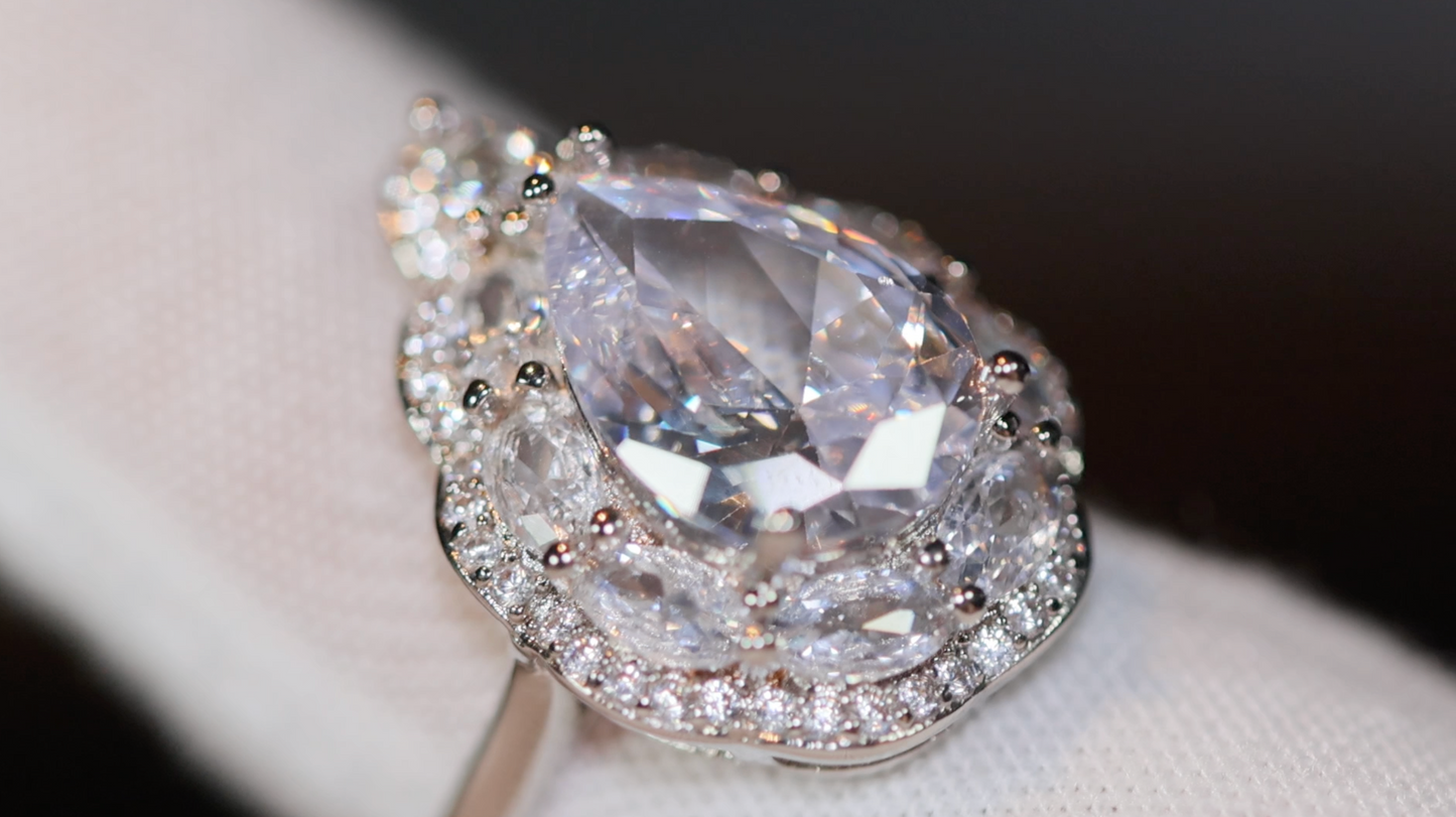 Womens Ring | Teardrop Ring | Engagement Ring Diamond | Engagement Rings UK | Pear Shaped Engagement Ring | Halo Ring | Promise Ring