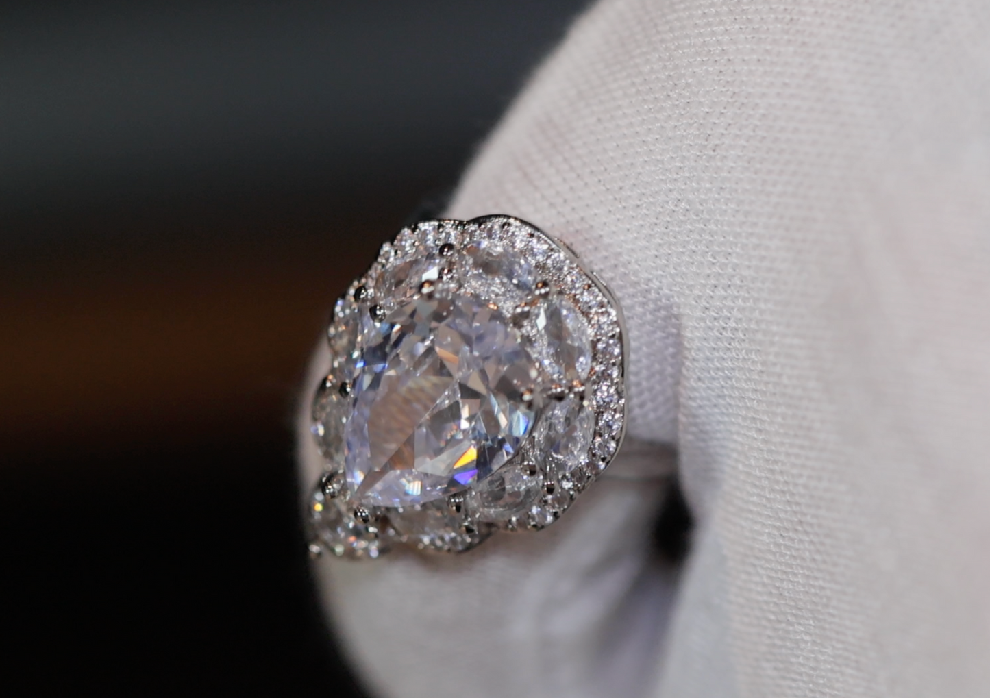 Womens Ring | Teardrop Ring | Engagement Ring Diamond | Engagement Rings UK | Pear Shaped Engagement Ring | Halo Ring | Promise Ring