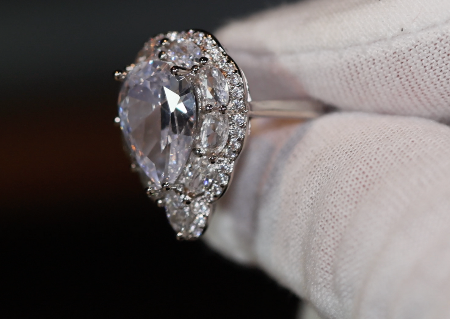 Womens Ring | Teardrop Ring | Engagement Ring Diamond | Engagement Rings UK | Pear Shaped Engagement Ring | Halo Ring | Promise Ring