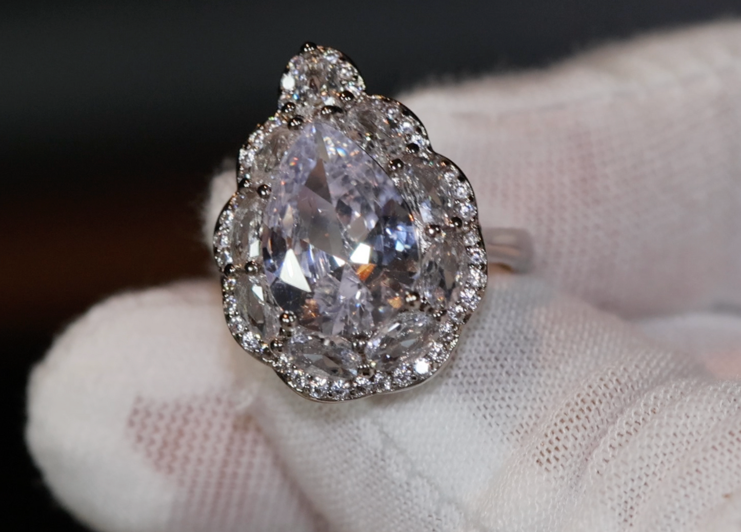 Womens Ring | Teardrop Ring | Engagement Ring Diamond | Engagement Rings UK | Pear Shaped Engagement Ring | Halo Ring | Promise Ring