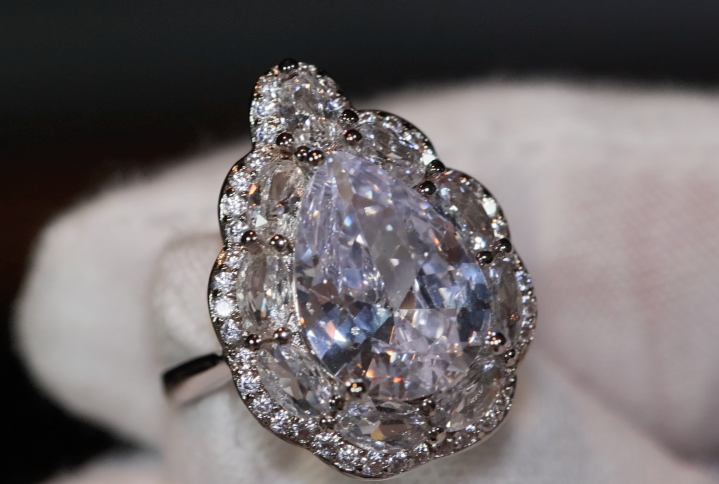 Womens Ring | Teardrop Ring | Engagement Ring Diamond | Engagement Rings UK | Pear Shaped Engagement Ring | Halo Ring | Promise Ring