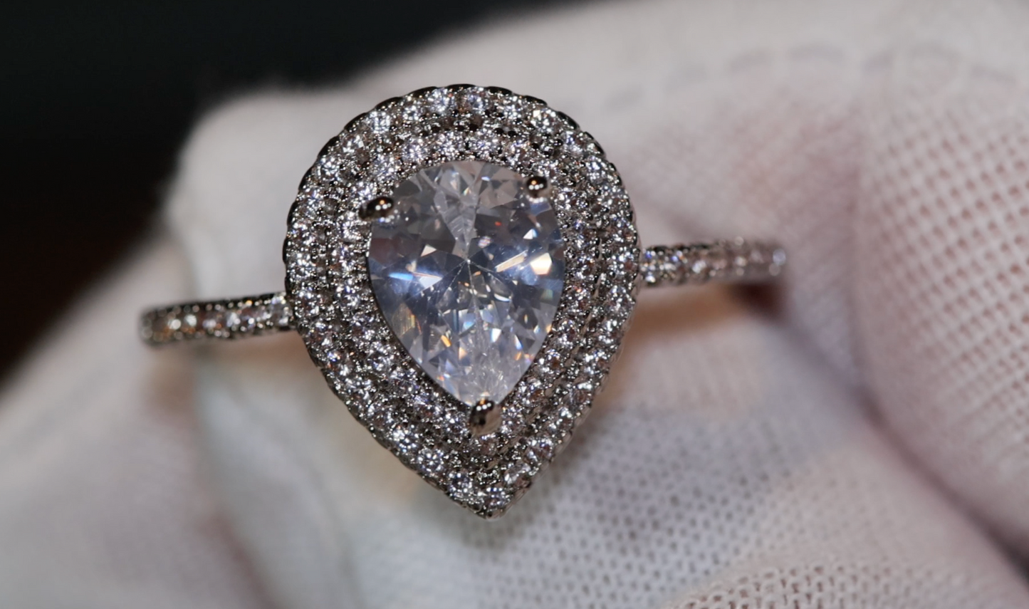 Engagement Ring | Pear Cut Diamond Ring | Teardrop Ring | Womens Wedding Ring