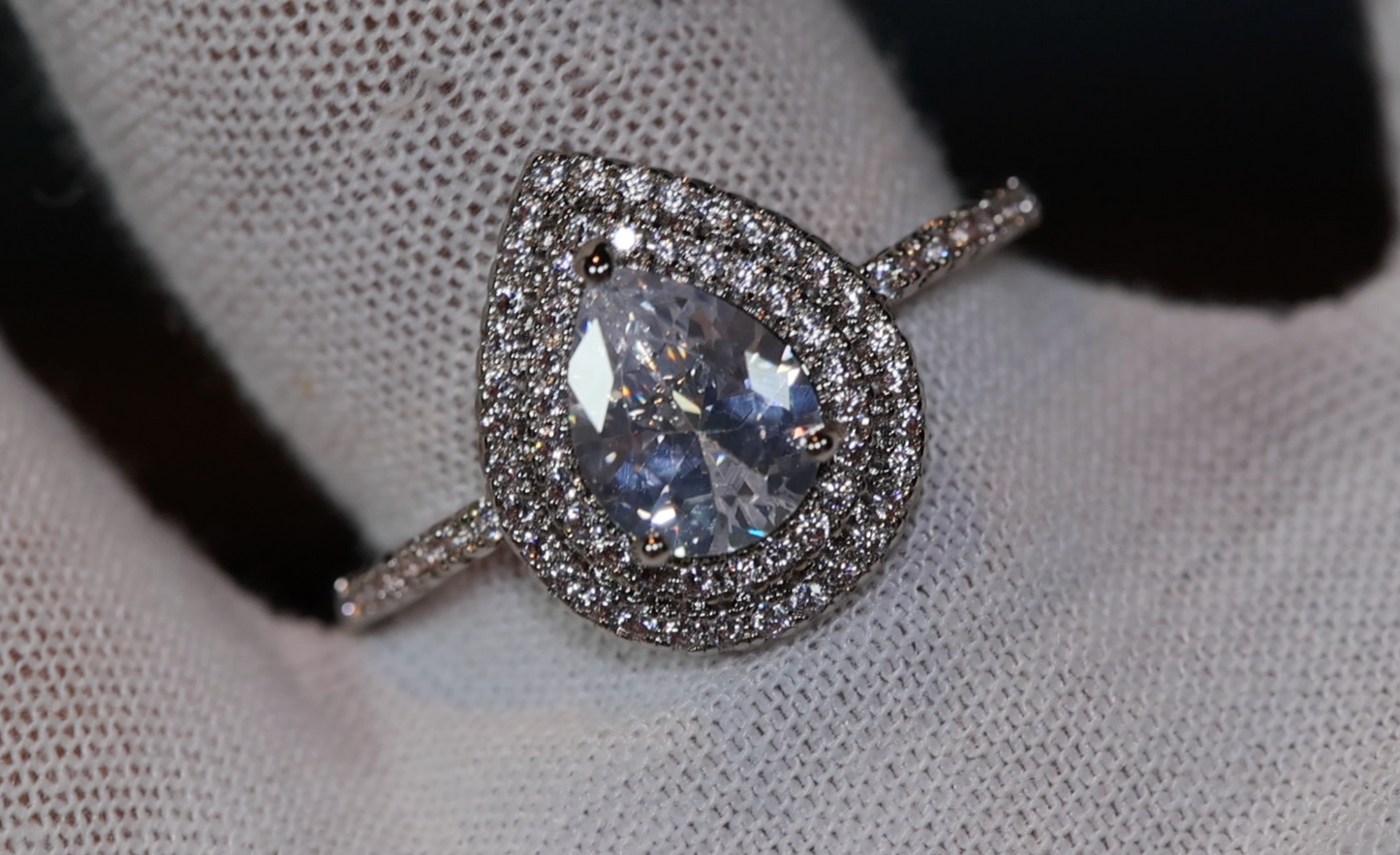 Engagement Ring | Pear Cut Diamond Ring | Teardrop Ring | Womens Wedding Ring