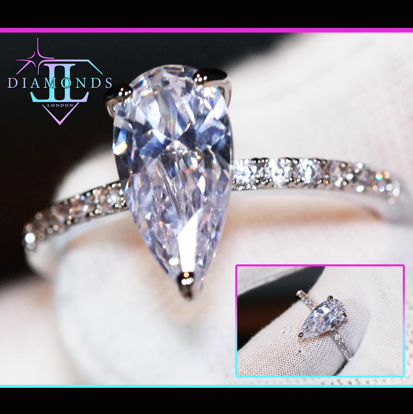 Pear cut diamond engagement ring