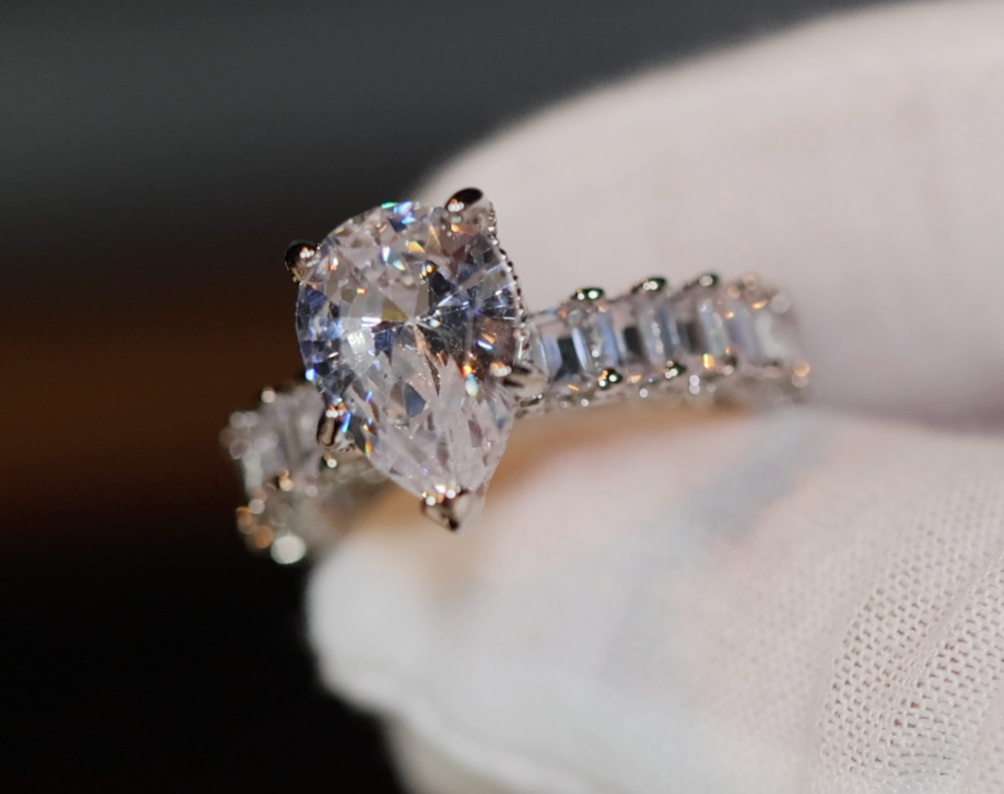 Engagement Ring | Teardrop Ring | Womens Diamond Wedding Ring Set | Womens Wedding Ring