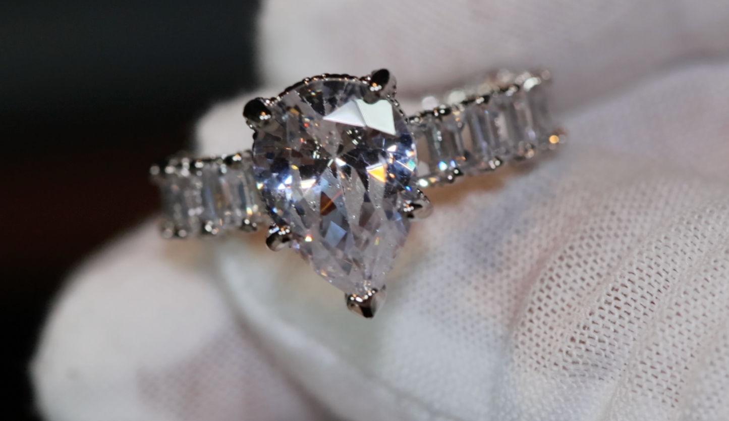 Engagement Ring | Teardrop Ring | Womens Diamond Wedding Ring Set | Womens Wedding Ring