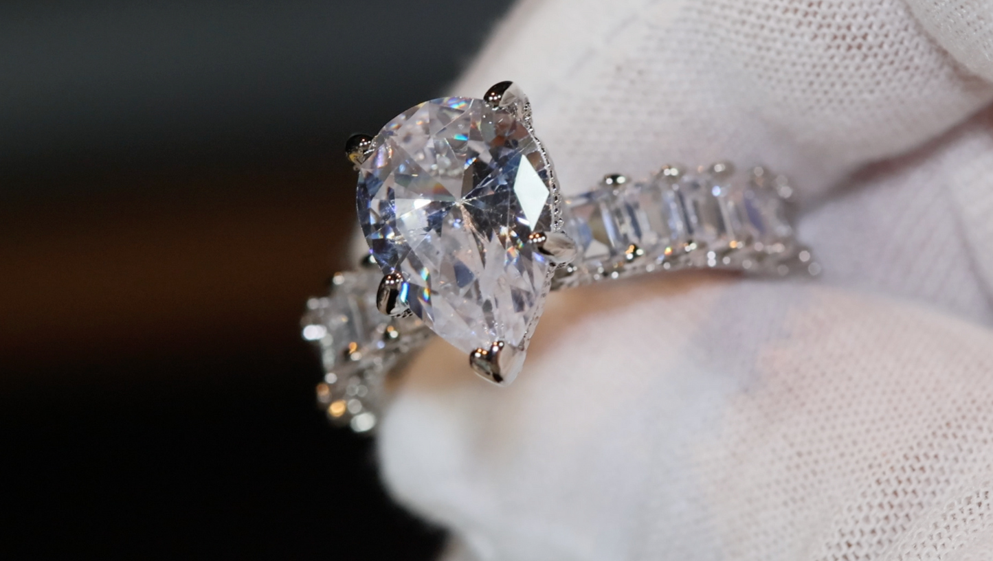 Engagement Ring | Teardrop Ring | Womens Diamond Wedding Ring Set | Womens Wedding Ring