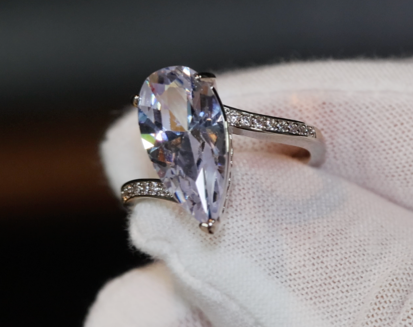 Engagement Ring | Pear Cut Diamond Ring | Teardrop Ring | Womens Diamond Wedding Ring | Womens Wedding Ring