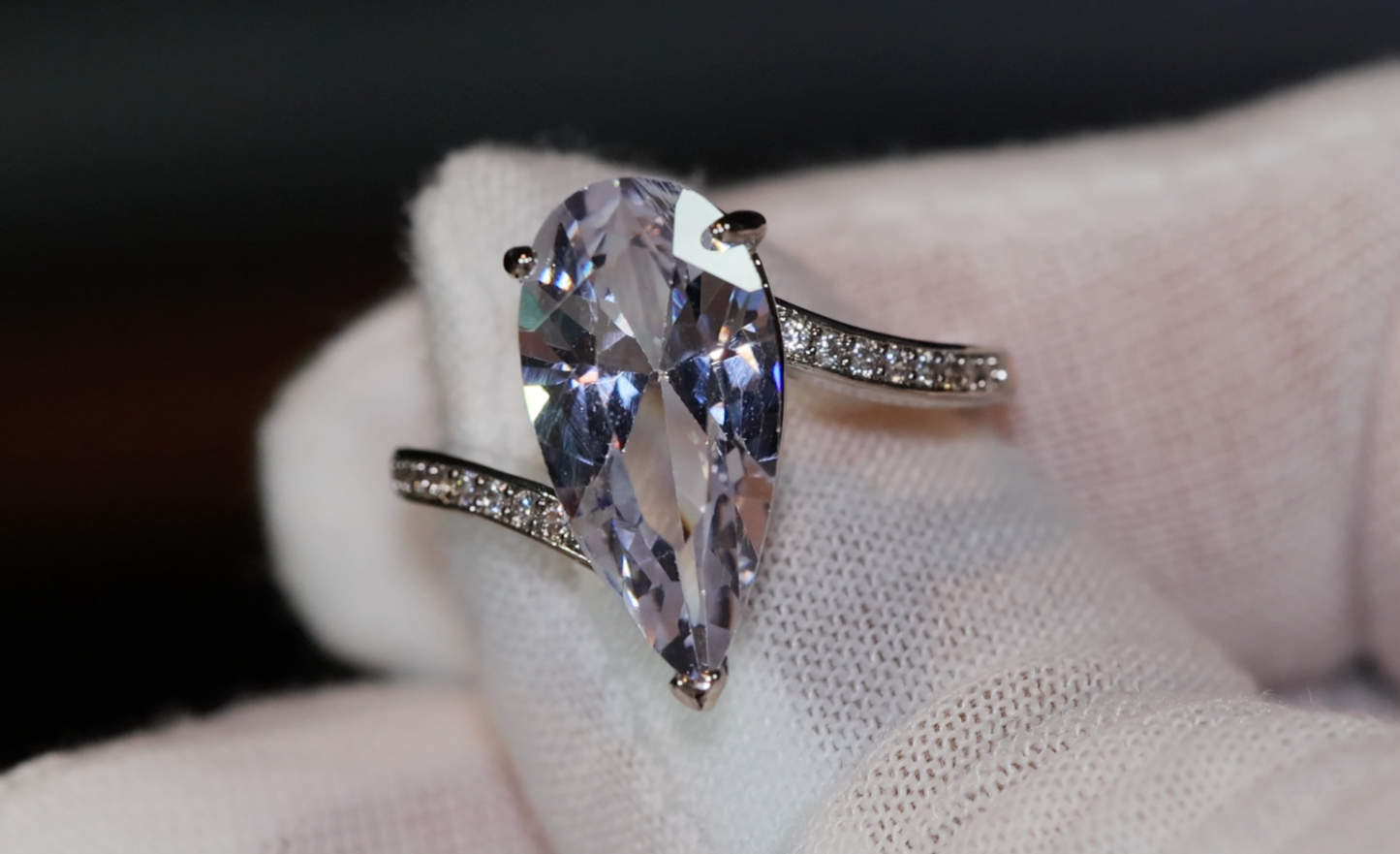 Engagement Ring | Pear Cut Diamond Ring | Teardrop Ring | Womens Diamond Wedding Ring | Womens Wedding Ring