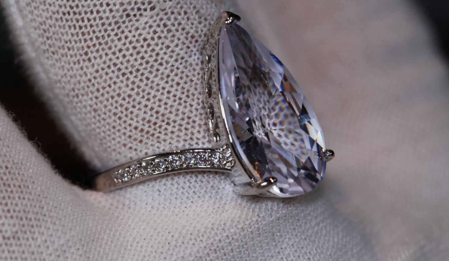 Engagement Ring | Pear Cut Diamond Ring | Teardrop Ring | Womens Diamond Wedding Ring | Womens Wedding Ring