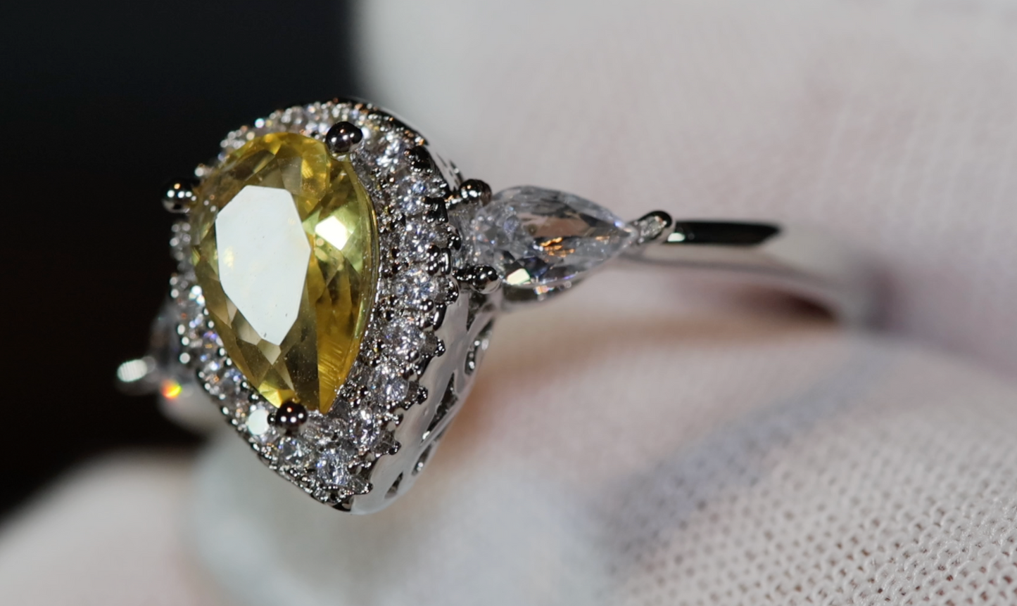 Teardrop Ring | Yellow Diamond Ring | Yellow Diamond Engagement Ring
