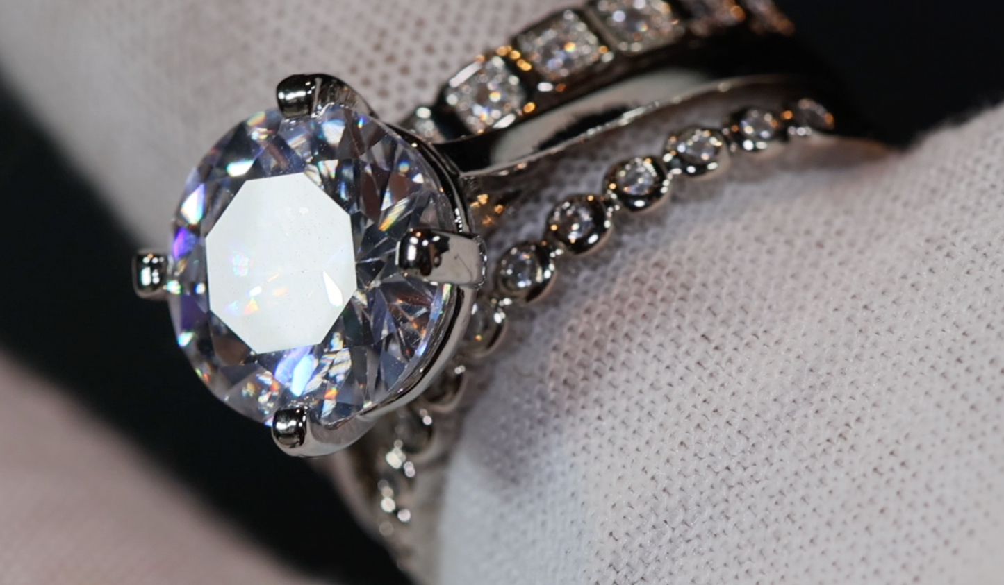 Womens Wedding Ring Set | Engagement Ring Set | Diamond Wedding Ring Set