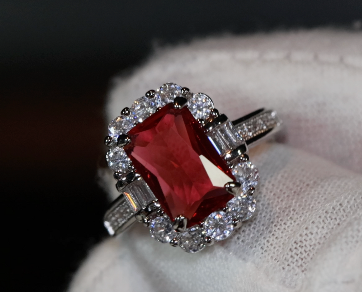 Red Diamond Ring | Womens Red Diamond Ring | Ruby Wedding Ring | Red Engagement Ring