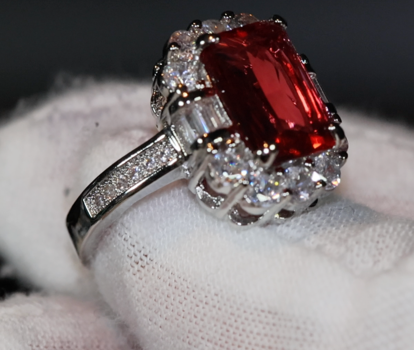 Red Diamond Ring | Womens Red Diamond Ring | Ruby Wedding Ring | Red Engagement Ring