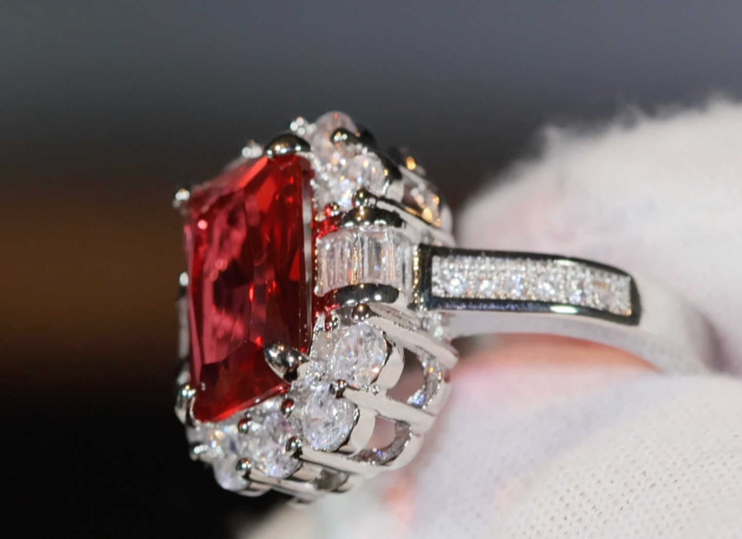 Red Diamond Ring | Womens Red Diamond Ring | Ruby Wedding Ring | Red Engagement Ring