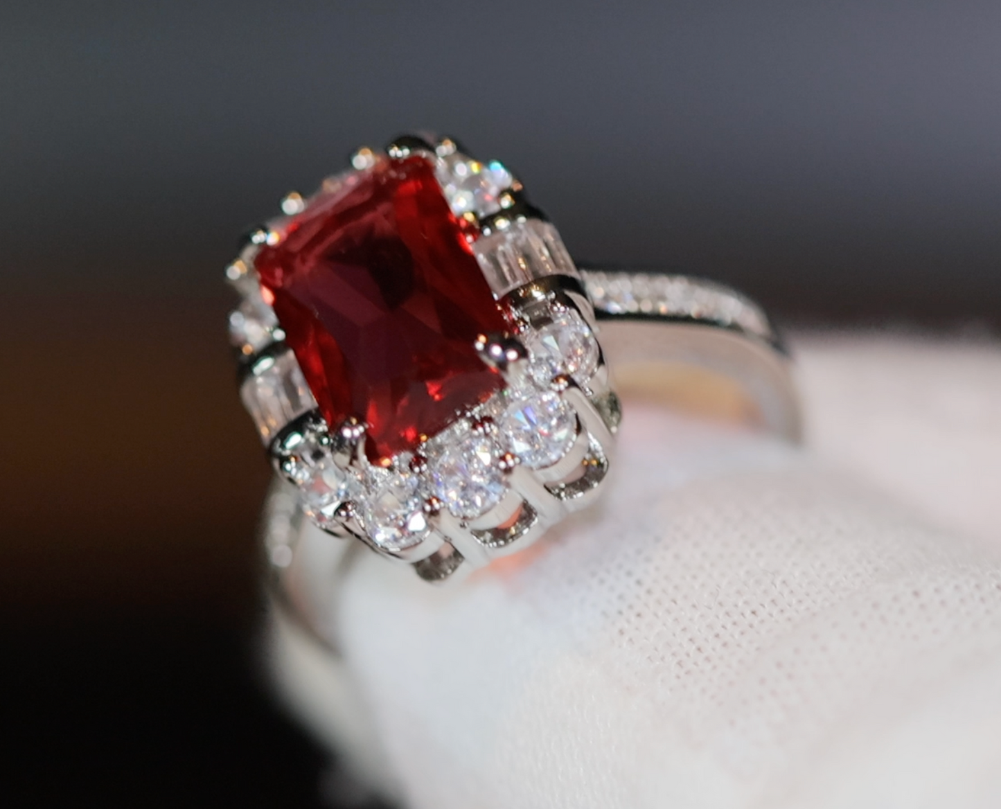 Red Diamond Ring | Womens Red Diamond Ring | Ruby Wedding Ring | Red Engagement Ring
