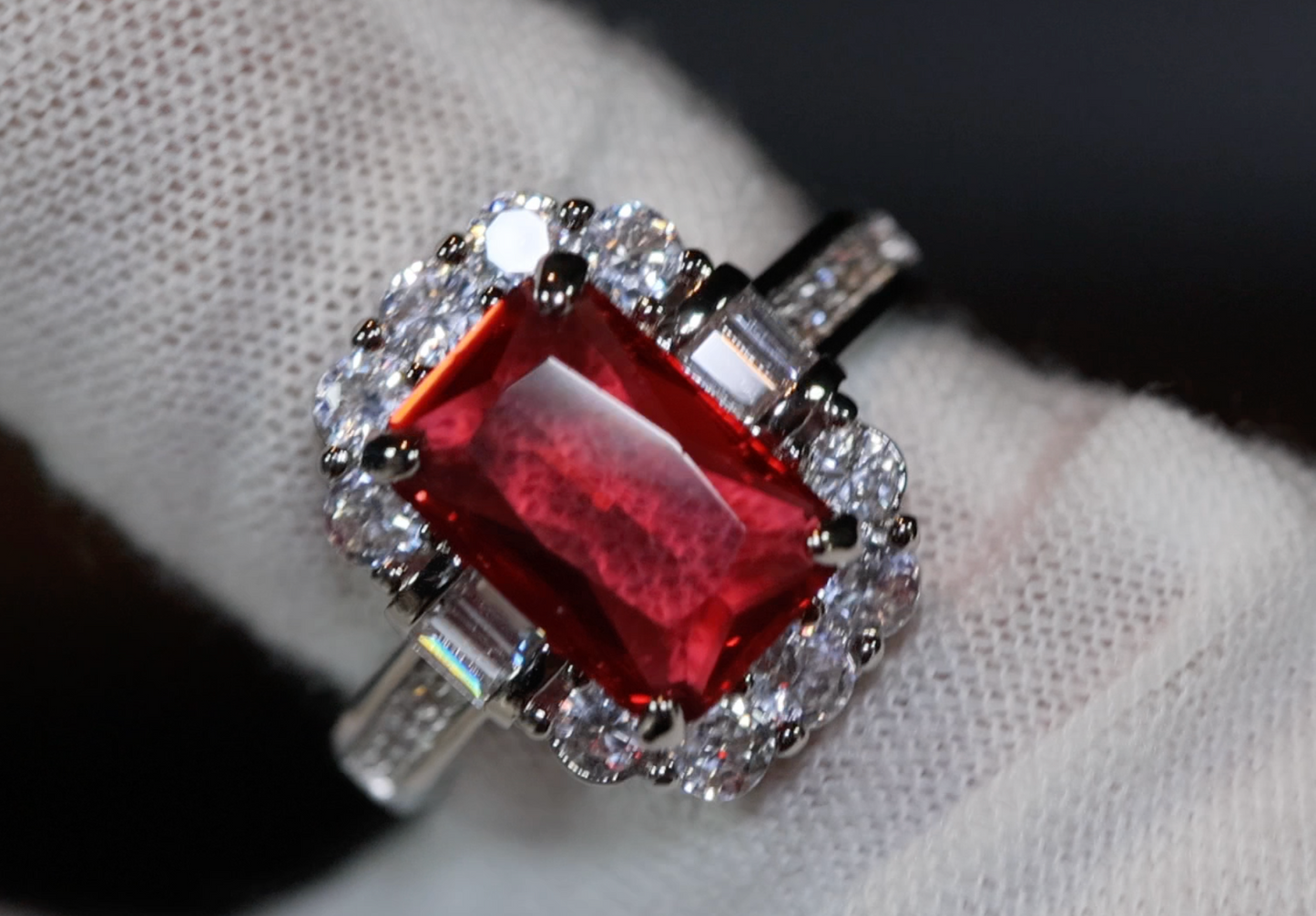 Red Diamond Ring | Womens Red Diamond Ring | Ruby Wedding Ring | Red Engagement Ring