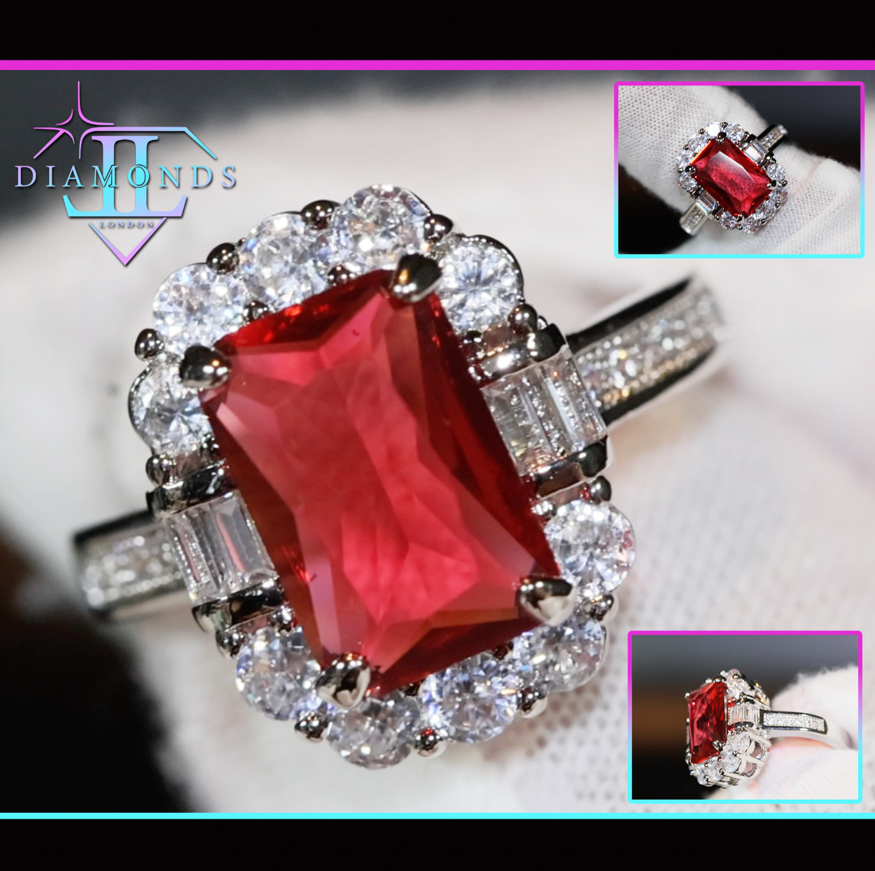 Red Diamond Ring | Womens Red Diamond Ring | Ruby Wedding Ring | Red Engagement Ring