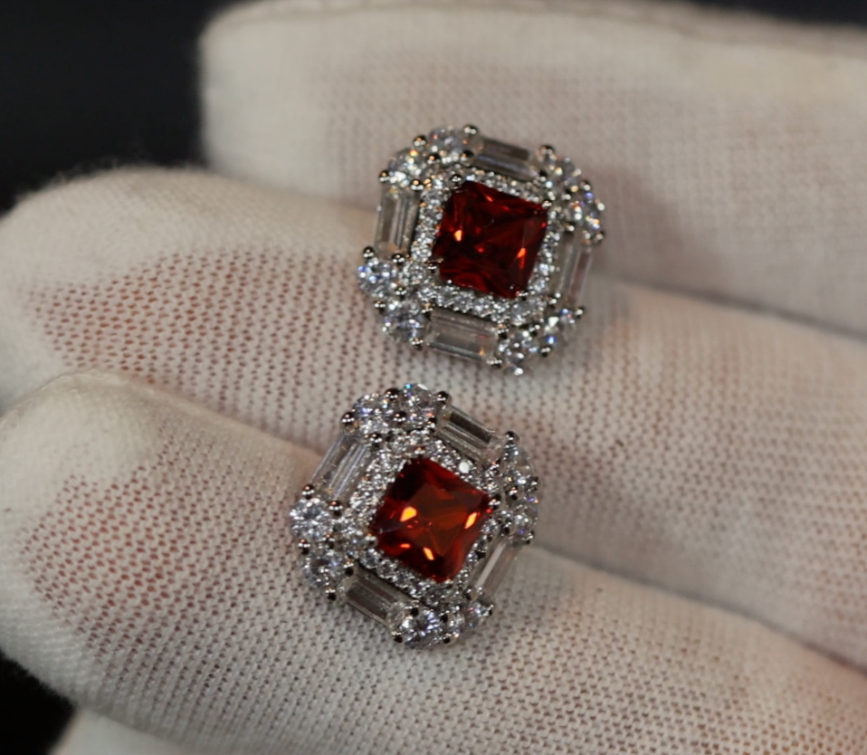 Red Diamonds Earrings | Womens Red Diamond Ear Studs | Ear Studs