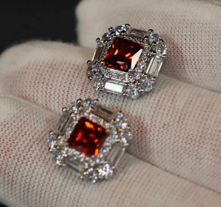 Red Diamonds Earrings | Womens Red Diamond Ear Studs | Ear Studs