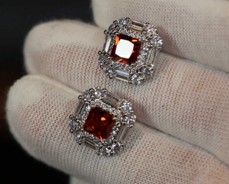 Red Diamonds Earrings | Womens Red Diamond Ear Studs | Ear Studs