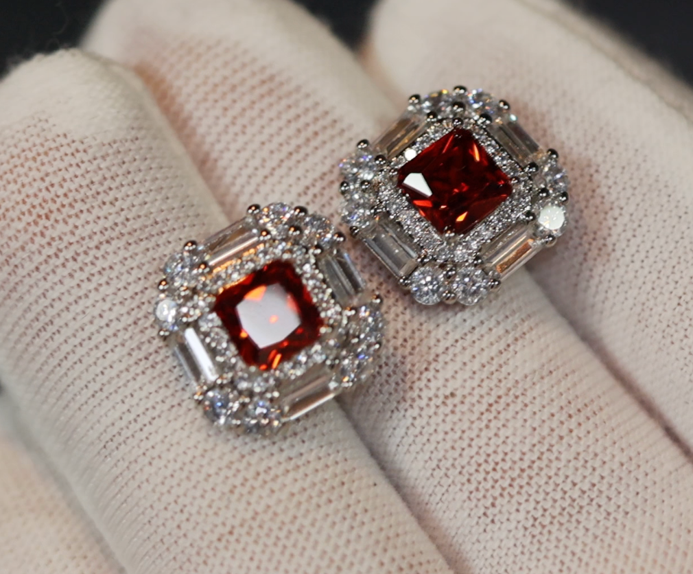 Red Diamonds Earrings | Womens Red Diamond Ear Studs | Ear Studs